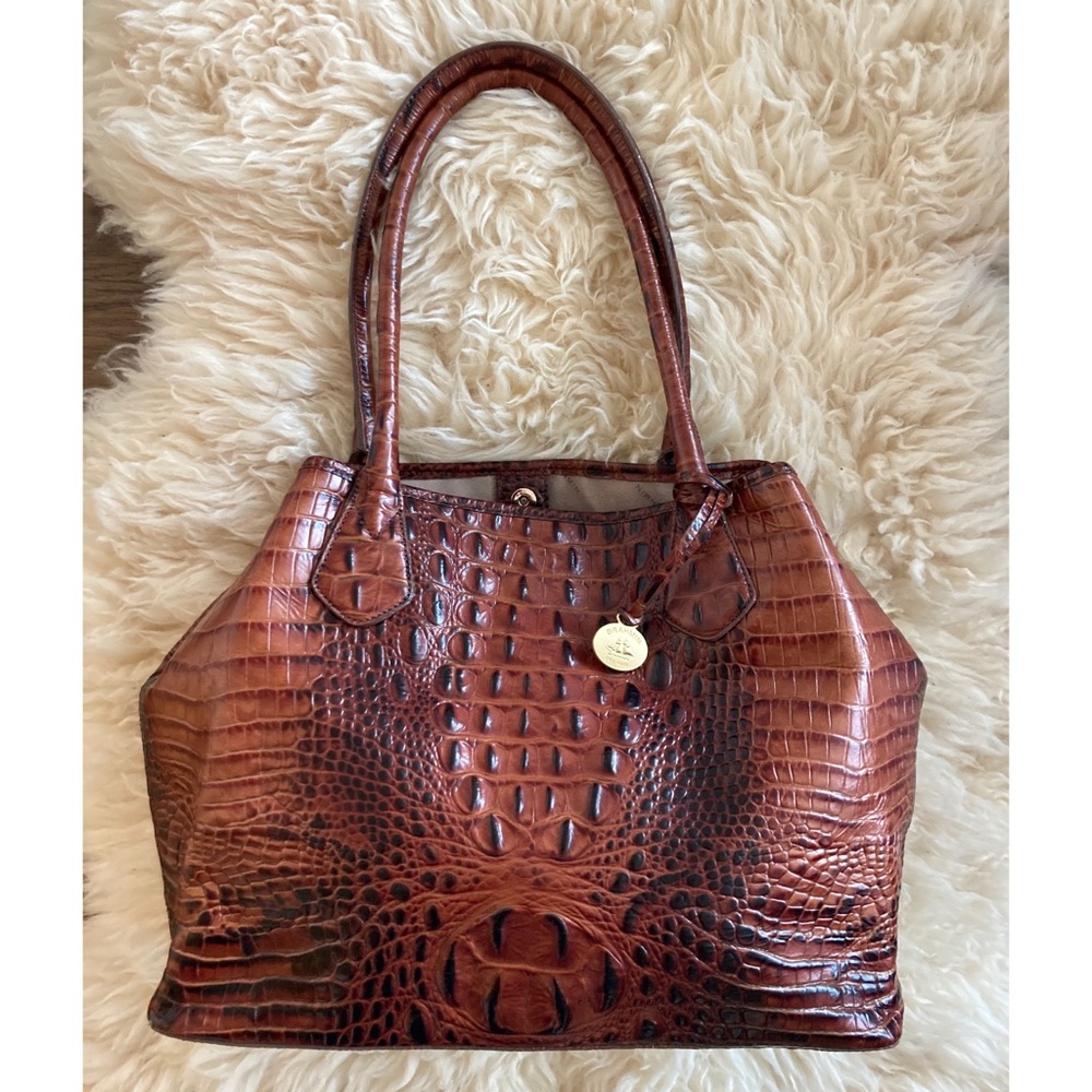 Brahmin Julian Pecan Embossed Croc Leather Tote